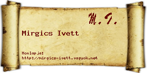 Mirgics Ivett névjegykártya